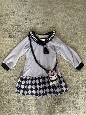Sunny Leigh Lavender and Black Sailor Harlequin Costume Dress with Bag